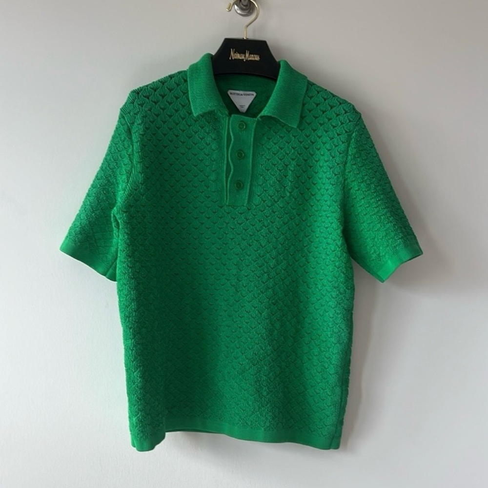 Bottega Veneta - Polo Open-Knit Cotton-Blend Polo Shirt - Green